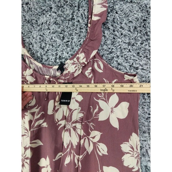 TORRID Crinkle Gauze Scoop Neck Floral Top SZ 1 Emma Ruffle Tropical Coastal - Picture 4 of 7